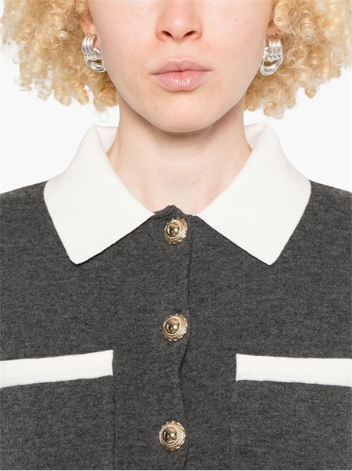 Cardigan con colletto a contrasto SELF PORTRAIT | PF25048CGREY